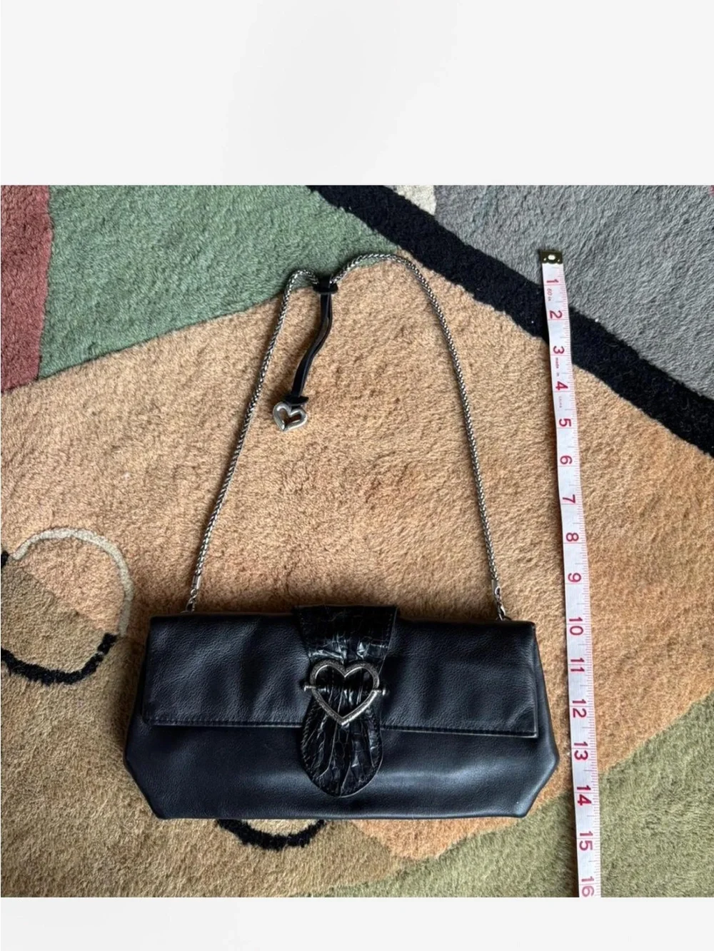 Black Heart Accent Chain Strap Shoulder Bag